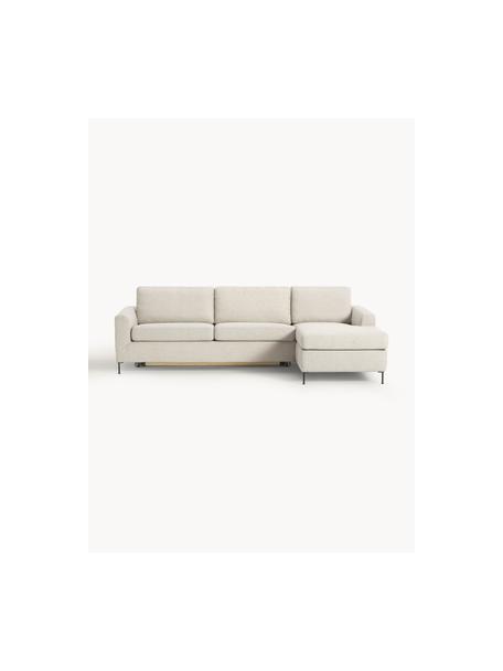 Schlafsofa Cucita (3-Sitzer) mit Matratze, Bezug: Webstoff (100% Polyester), Gestell: Massives Kiefernholz, Füße: Metall, lackiert Dieses P, Webstoff Hellbeige, B 274 x T 164 cm, Eckteil rechts