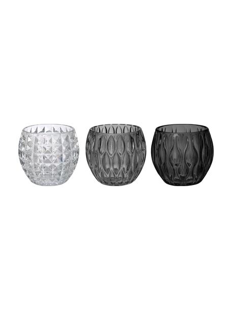 Set de portavelas Aliza, 3 uds., Vidrio, Tonos grises, Cada uno Ø 10 x Al 9 cm