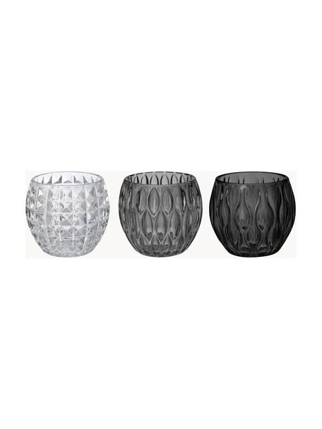 Teelichthalter-Set Aliza, 3-tlg., Glas, Grautöne, Je Ø 10 x H 9 cm