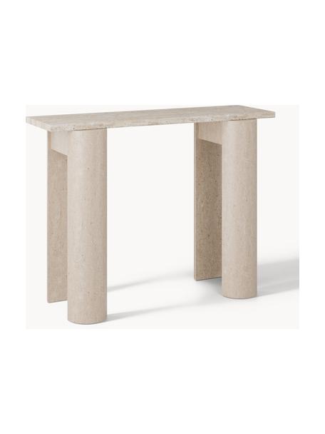 Travertin-Konsole Disa, Tischplatte: Travertin, Sperrholz, Füße: Travertin Dieses Produkt , Travertin Hellbeige, B 110 x H 75 cm