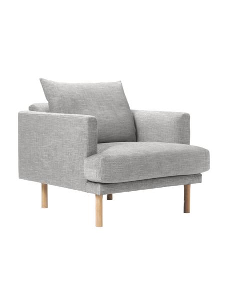 Poltrona Adrian, Rivestimento: 47% viscosa, 23% cotone, , Struttura: compensato, Gambe: legno di quercia oliato, Tessuto grigio chiaro, Larg. 90 x Alt. 79 cm