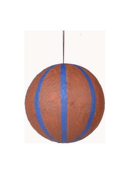 Boules de Noël Sphere, Ø 12 cm, 3 pièces, Pâte de coton, Brun, bleu roi, Ø 12 cm