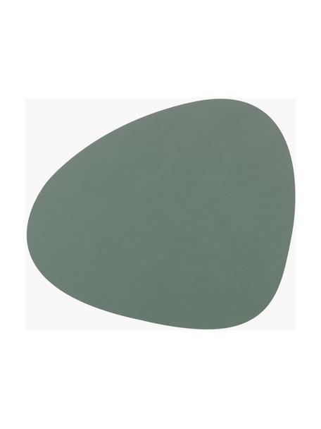 Podkładka ze skóry Curve, 4 szt., Skóra, guma, Szałwiowy zielony, S 44 x D 37 cm