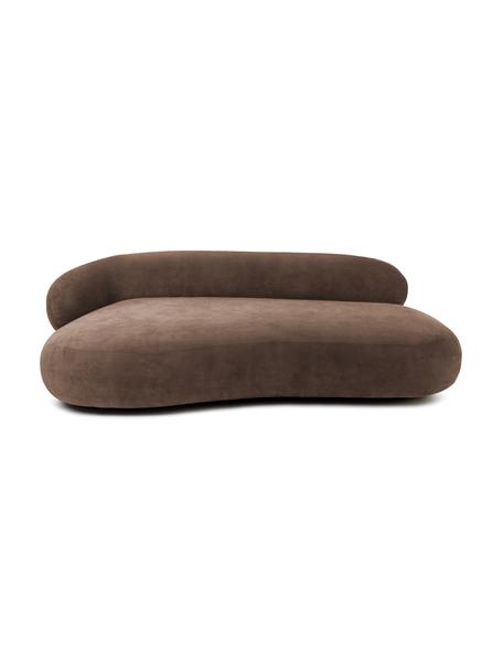 Niervormige bank Alba (3-zits), Bekleding: 97% polyester, 3% nylon M, Frame: massief sparrenhout, FSC-, Poten: kunststof, Geweven stof bruin, B 235 x D 114 cm, rugleuning links