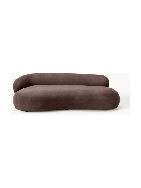 Niervormige bank Alba (3-zits), Bekleding: 97% polyester, 3% nylon M, Frame: massief sparrenhout, FSC-, Poten: kunststof, Geweven stof donkerbruin, B 235 x D 114 cm, rugleuning links