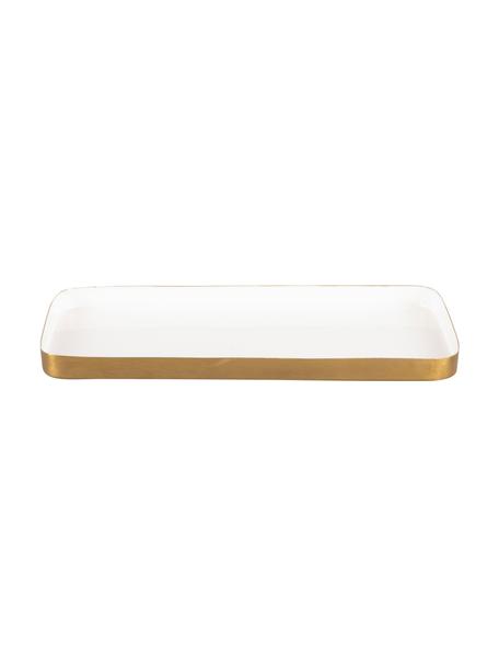 Deko-Tablett Festive in Weiß, L 25 x B 13 cm, Metall, beschichtet, Weiß, Goldfarben, L 25 x B 13 cm