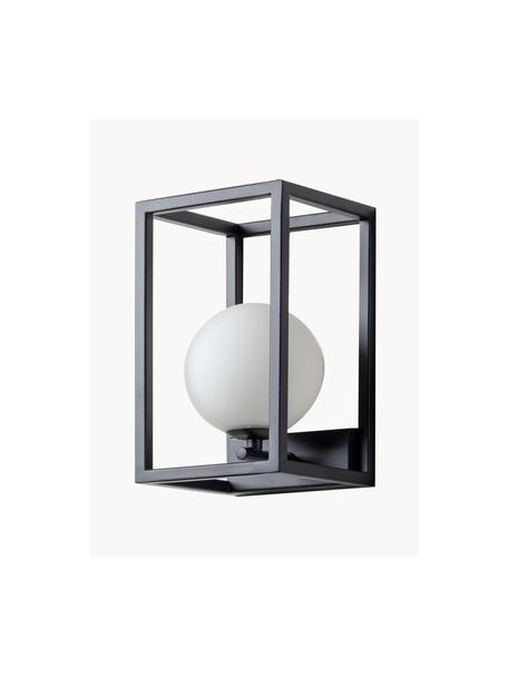 Aussenwandleuchte Lantern, Lampenschirm: Opalglas, Weiss, Schwarz, B 15 x H 25 cm