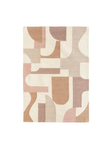 Ručně všívaný vlněný koberec s různou výškou povrchu Corin, Krémově bílá, odstíny béžové, Š 80 cm, D 150 cm (velikost XS)