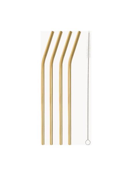 Komplet słomek ze szczoteczką Shine, 4 elem., Odcienie złotego, D 23 cm