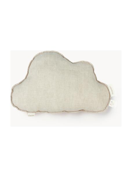 Cojín peluche de lino Cloud, Funda: 100% lino, Greige, An 24 x L 38 cm