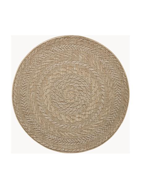 Rond in- & outdoor vloerkleed Almendro in jute look, 100% polypropyleen, Beige, Ø 160 cm (maat L)