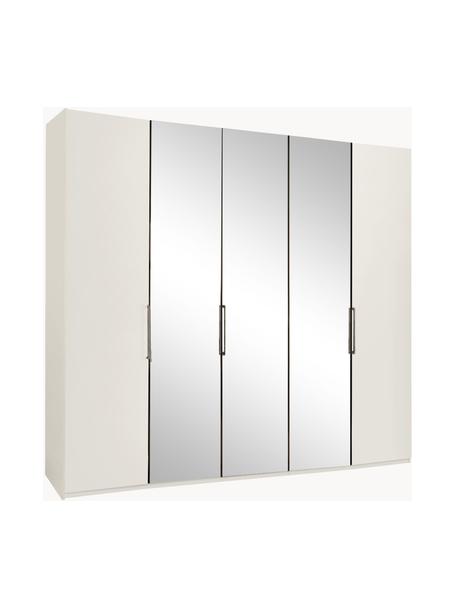 Drehtürenschrank Monaco mit Spiegeltür, 5-türig, Korpus: Holzwerkstoff, foliert, Griffe: Metall, beschichtet, Weiss, mit Spiegeltüren, B 247 x H 216 cm