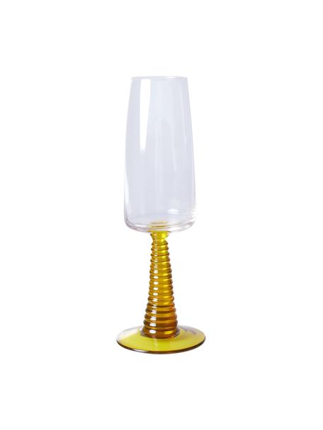 Poháre na šampanské Swirl, 2 ks, Sklo, Priehľadná, žltá, Ø 8 x V 22 cm, 290 ml