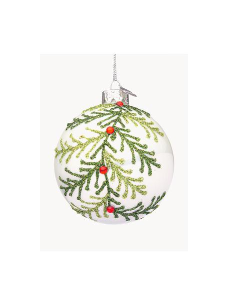 Weihnachtskugeln Laurie, 12 Stück, Glas, Weiß, Grüntöne, Ø 8 cm