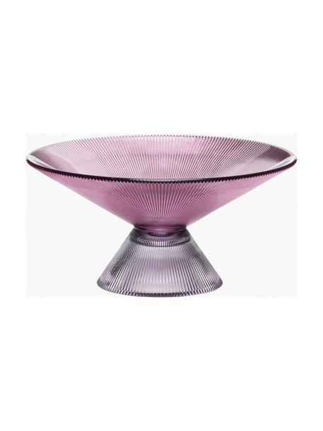 Vassoio decorativo in vetro soffiato con superficie scanalata Bonbon, Vetro, Grigio chiaro, rosa, Ø 25 x Alt. 12 cm