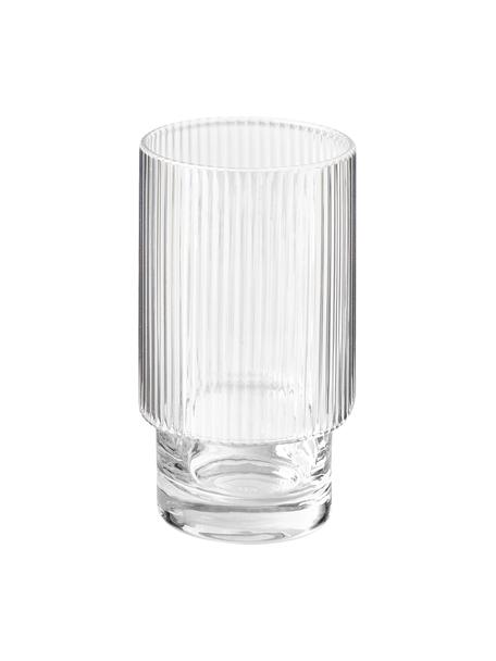 Ręcznie wykonana szklanka z ryflowanym reliefem Minna, 4 szt., Szkło dmuchane, Transparentny, Ø 8 x W 14 cm