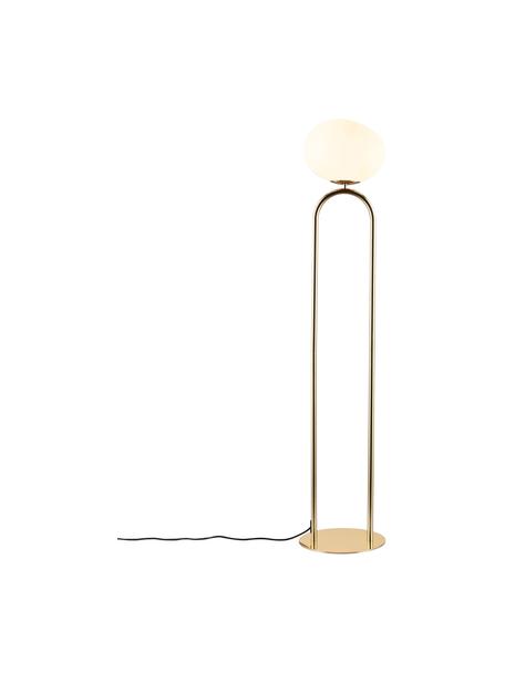 Lampa podłogowa Shapes, Stelaż: metal, szczotkowany, Kremowobiały, odcienie mosiądzu, Ø 28 x W 135 cm