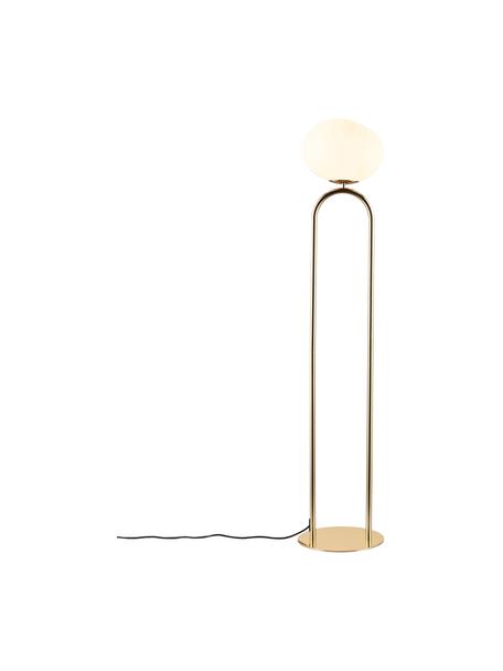 Malá stojacia lampa Shapes, Biela, mosadzné odtiene, Ø 28 x V 135 cm