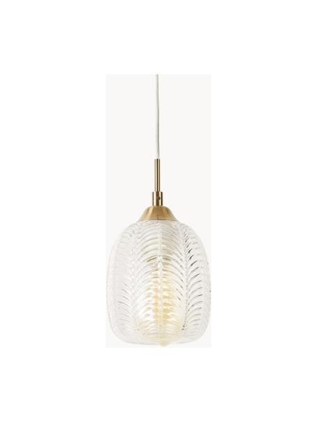 Kleine hanglamp Vario van gesatineerd glas, Lampenkap: gesatineerd glas, Transparant, goudkleurig, Ø 14 x H 24 cm