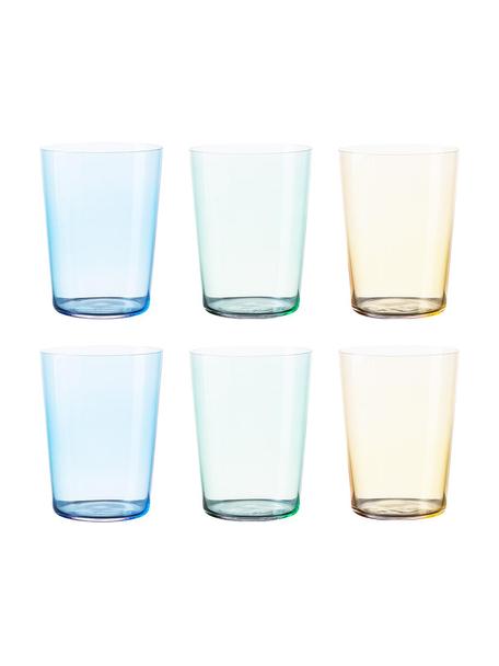 Sada barevných sklenic Today, 6 dílů, Sklo, Modrá, zelená, žlutá, Ø 9 x V 12 cm, 515 ml