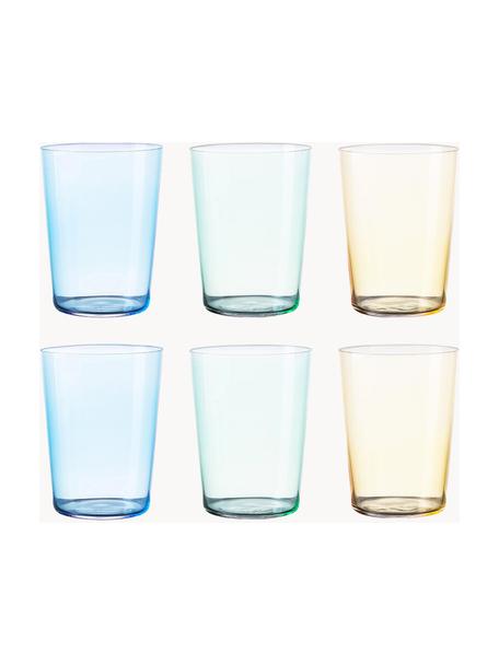 Wassergläser Today, 6er-Set, Glas, Blau, Grün, Gelb, Ø 9 x H 12 cm, 515 ml