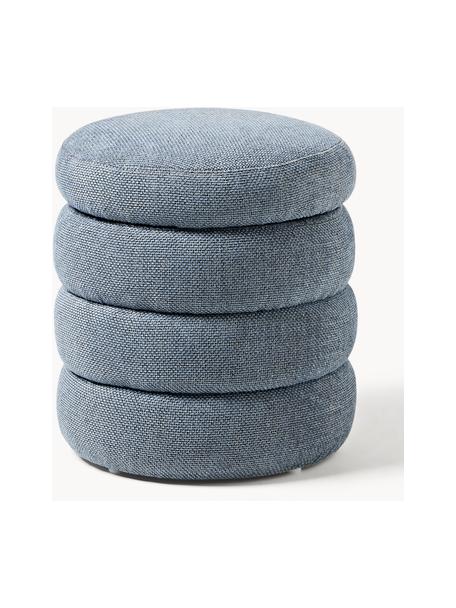 Pouf avec rangement Alto, Tissu gris-bleu, Ø 44 x haut. 48 cm