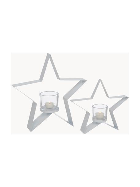 Komplet świeczników na tealighty Naos, 2 elem., Stelaż: metal powlekany, Biały, Komplet z różnymi rozmiarami