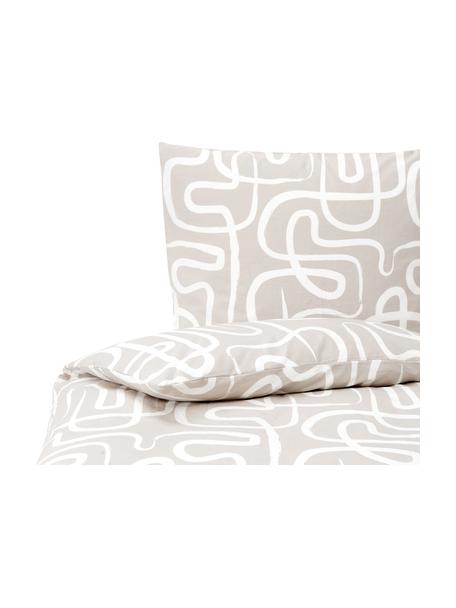 Percale dekbedovertrek Malu van biokatoen in beige/wit, Beige, wit, B 140 x L 200 cm