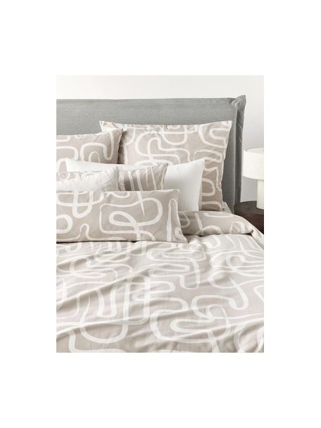 Housse de couette en percale de coton Malu, Beige, blanc, larg. 140 x long. 200 cm