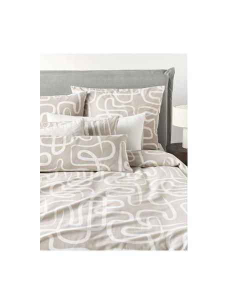 Perkal-Bettdeckenbezug Malu aus Bio-Baumwolle in Beige/Weiß, Webart: Perkal Fadendichte 144 TC, Beige, gemustert, B 135 x L 200 cm