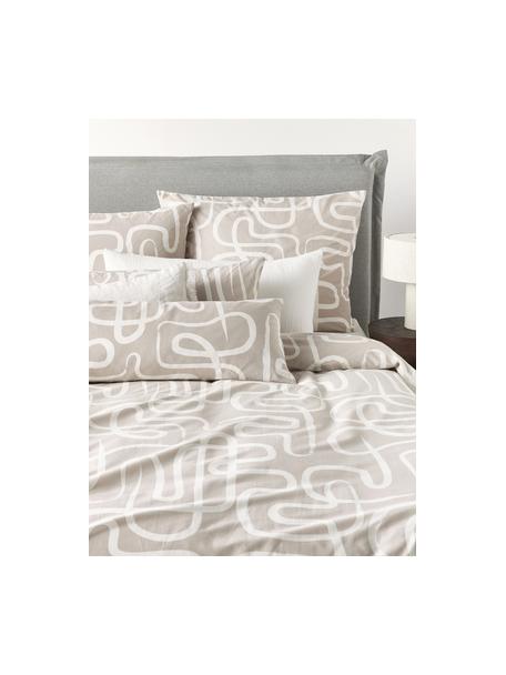 Katoenen dekbedovertrek Malu, Weeftechniek: renforcé Draaddichtheid 1, Lichtbeige, wit, B 140 x L 200 cm