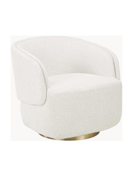 Fauteuil pivotant en tissu bouclé Irene, Bouclé blanc crème, métal doré, larg. 74 x prof. 70 cm