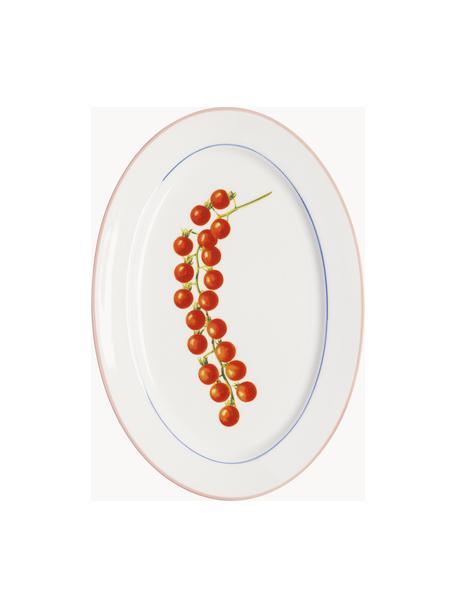 Serveerplateau Tomato van beenderporselein, Beenderporselein, Wit, rood, B 30 x D 21 cm
