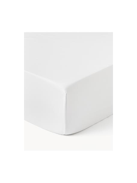 Lenzuolo con angoli in raso di cotone Premium, Bianco, Larg. 200 x Lung. 200 cm, Alt. 25 cm