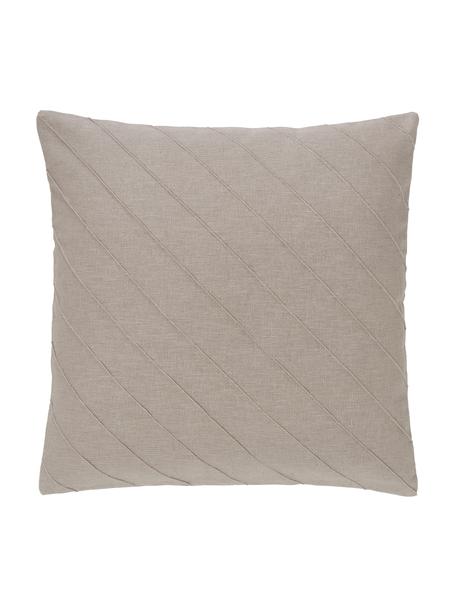 Kussenhoes Malia in beige met structuurpatroon, 51% linnen, 49% katoen, Beige, B 45 x L 45 cm