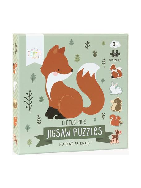 Holz-Puzzles Forest Friends, Karton, Salbeigrün, Bunt, B 23 x H 23 cm
