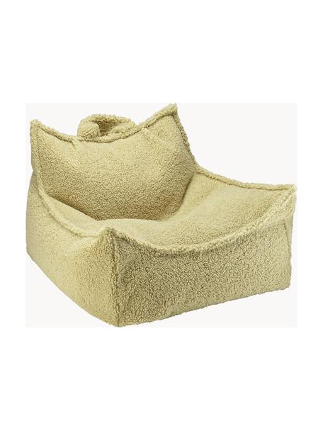 Pouf a sacco per bambini in teddy Sugar, Rivestimento: teddy (100% poliestere), Interno: 100% fibra non tessuta, Teddy verde chiaro, Larg. 70 x Prof. 80 cm