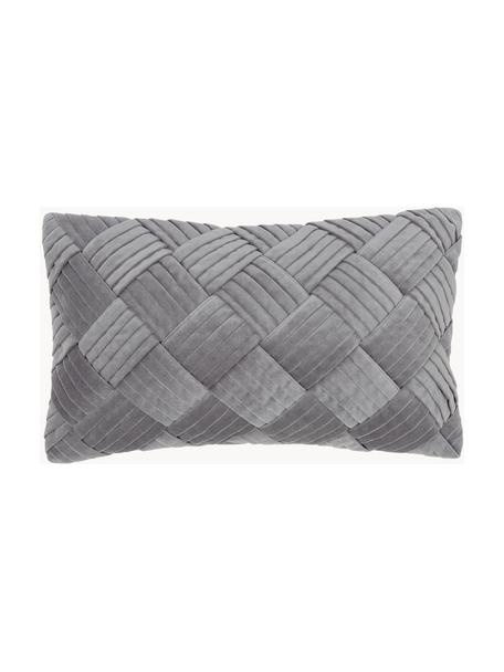 Funda de cojín de terciopelo texturizada Sina, Terciopelo (100% algodón), Gris, An 30 x L 50 cm