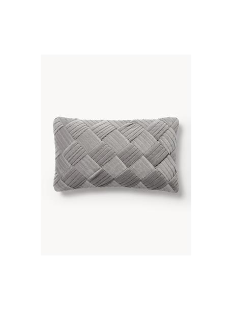 Housse de coussin rectangulaire velours Sina, Velours (100 % coton), Gris, larg. 30 x long. 50 cm