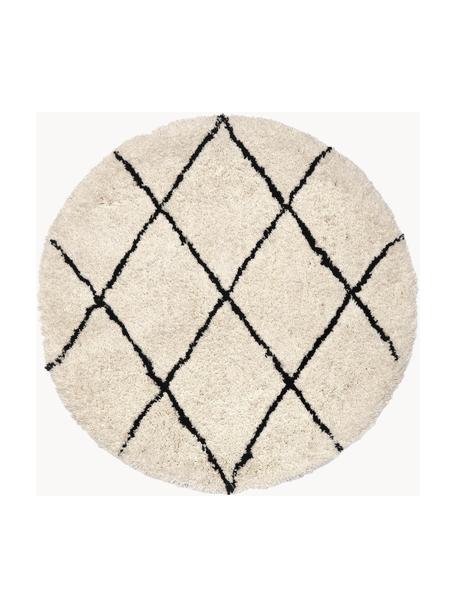 Tappeto rotondo a pelo lungo taftato a mano Naima, Retro: 100% cotone Il materiale , Beige, nero, Ø 120 cm (taglia S)