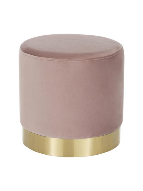 Tabouret en velours Orchid, Velours rose, couleur dorée, Ø 38 x haut. 38 cm