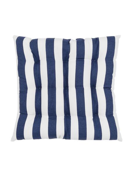 Cojín para silla a rayas Timon, Funda: 100% algodón, Azul oscuro, blanco, An 40 x L 40 cm