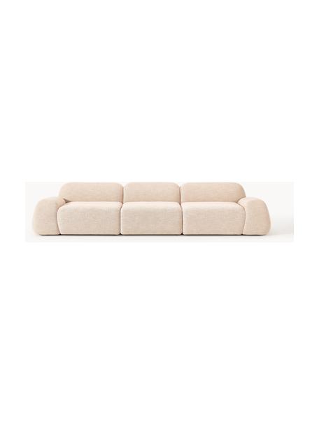 Modulares Sofa Wolke (4-Sitzer) aus Bouclé, Bezug: Bouclé (96 % Polyester, 4, Füße: Kunststoff Dieses Produkt, Bouclé Peach, B 343 x T 118 cm