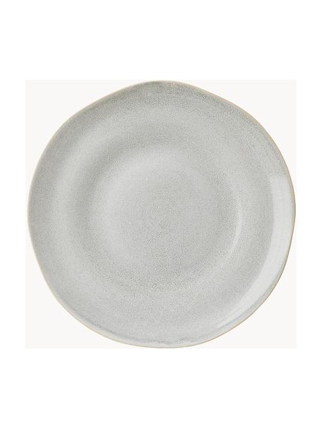 Assiettes plates faites main Manor, 4 pièces, Grès cérame, Gris clair avec bordure beige, Ø 29 x haut. 4 cm