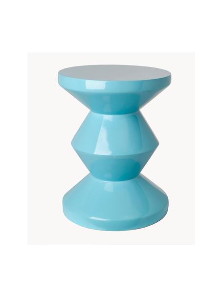 Ronde bijzettafel Zig Zag, Kunststof, gelakt, Turquoise, Ø 36 x H 46 cm