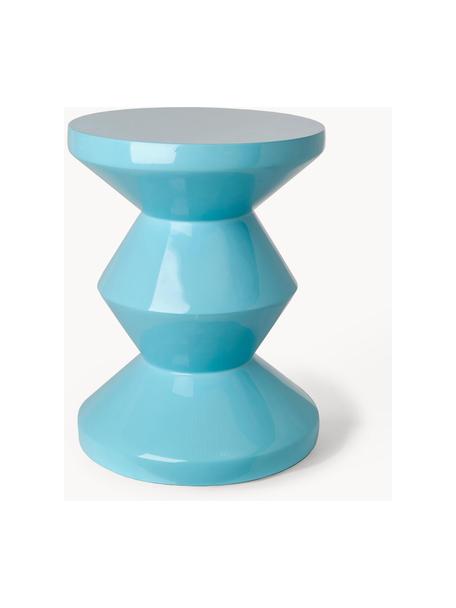 Table d'appoint ronde Zig Zag, Plastique, laqué, Turquoise, Ø 36 x haut. 46 cm