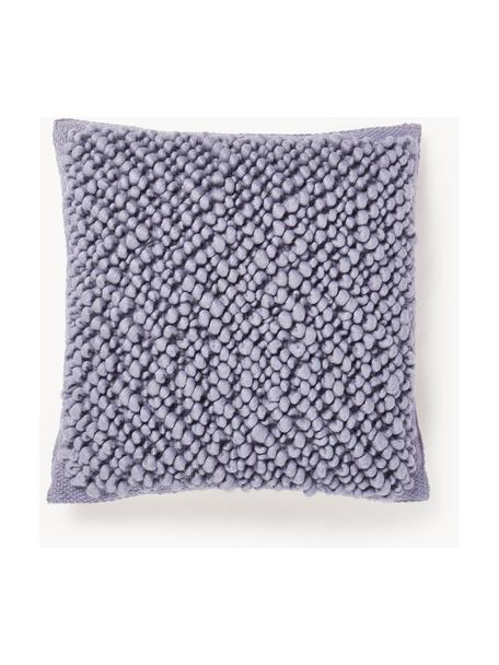 Housse de coussin en laine Loca, Lavande, blanc crème, larg. 50 x long. 50 cm