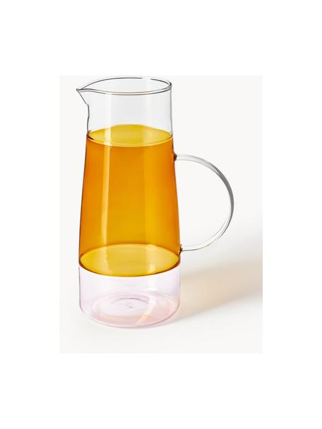 Dzbanek ze szkła dmuchanego Lemonade, 1,3 l, Szkło, Pomarańczowy, blady różowy, 1,3 l