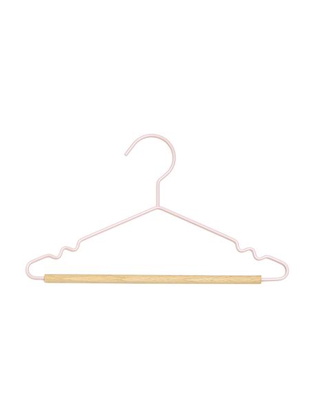 Wieszak na ubrania Kids Top, 10 szt., Drewno naturalne, stal malowana proszkowo, Blady różowy, S 31 x W 18 cm