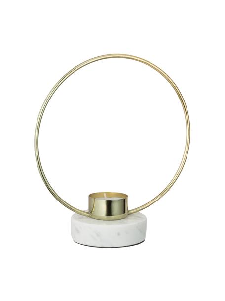 Svícen Golden Ring, Zlatá, bílá, Š 18 cm, V 20 cm
